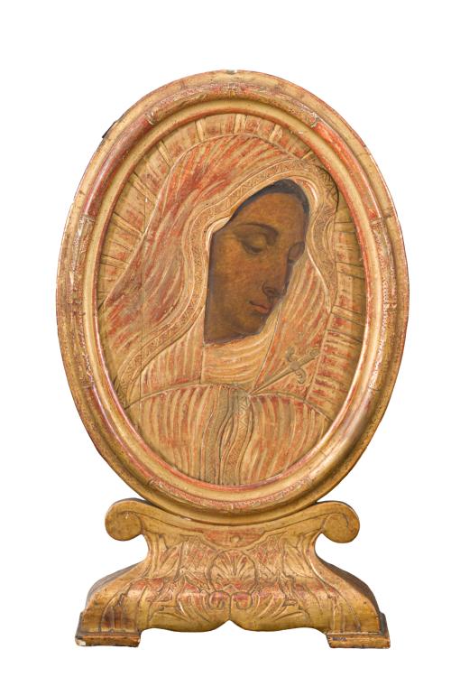 ESCUELA VIRREINAL. Siglo XVIII, Virgen Dolorosa, Madera dor