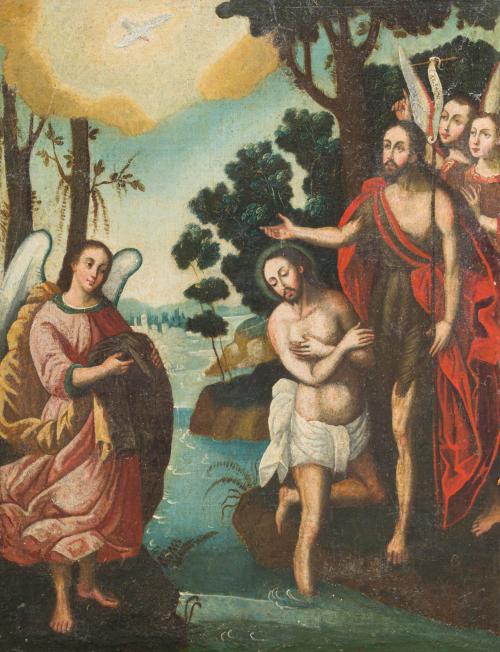 ESCUELA VIRREINAL. Segunda mitad del siglo XVII, Bautismo d