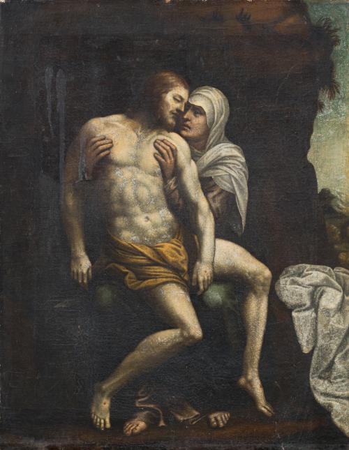ESCUELA ROMANA. Último tercio del siglo XVI, La Piedad, Óle