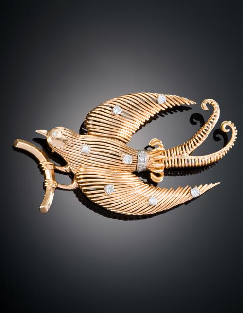 BROCHE GOLONDRINA CON DIAMANTES