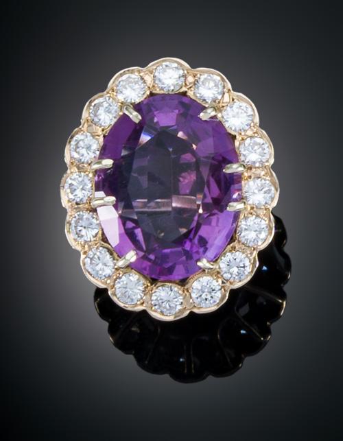 SORTIJA AMATISTA CON DIAMANTES