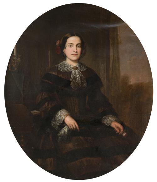 601   -  <p><span class="object_author">JOSE MARÍA ROMERO LÓPEZ (Sevilla, 1816 - Madrid, 1894). Segunda mitad del siglo XVIX - Retrato de Doña Nieves López Lemos</span></p>