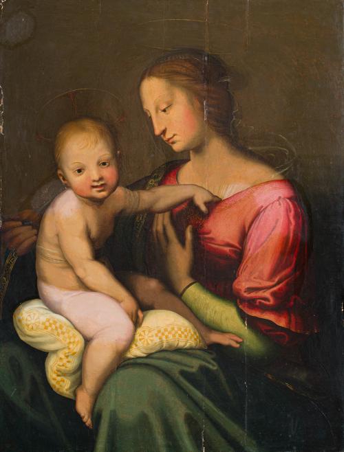475   -  <p><span class="object_author">TALLER DE RAFAEL (Urbino, 1483 - Roma, 1520), bajo la supervisión del maestro. 1503? - Virgen con Niño (versión de la  Madonna Niccolini-Cowper)</span></p>
