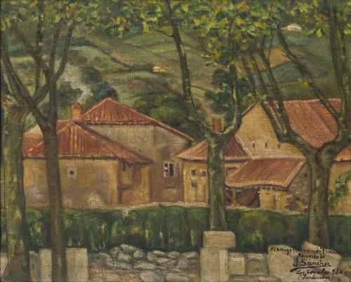 ESCUELA ESPAÑOLA DEL SIGLO XX, Paisaje cántabro, Óleo sobre