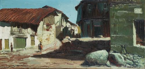 JOSÉ SEGRELLES (Albaida, 1885-1969), Vista de un pueblo, Ól