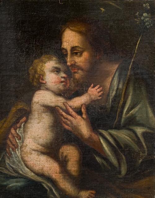 615   -  <p><span class="object_author">ESCUELA MADRILEÑA. Segunda mitad del siglo XVIII - San José con el Niño</span></p>