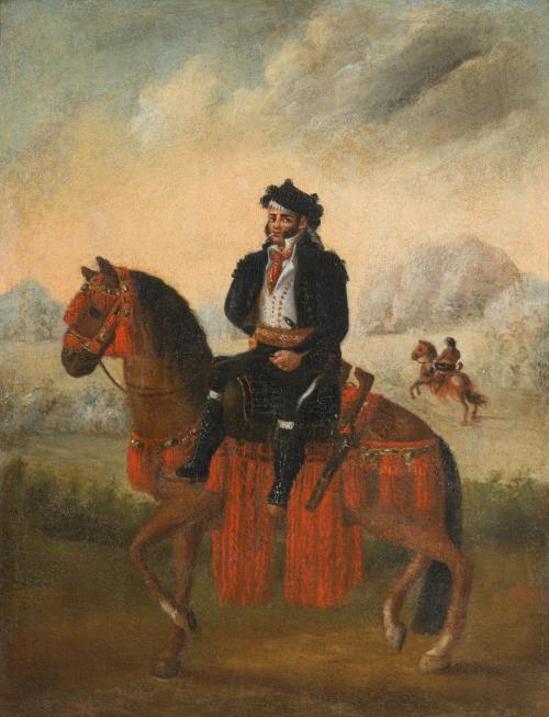 662   -  <p><span class="object_author">ESCUELA ROMÁNTICA SEVILLANA. Primera mitad del siglo XIX - Bandolero a caballo</span></p>