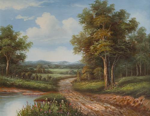 ESCUELA ESPAÑOLA DEL SIGLO XX, Paisaje, Óleo sobre lienzo 