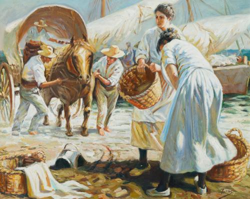 ESCUELA ESPAÑOLA DEL SIGLO XX, El regreso de la pesca, Óleo