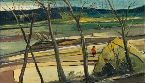 ESCUELA ESPAÑOLA DEL SIGLO XX, Pareja de paisajes , Óleo so