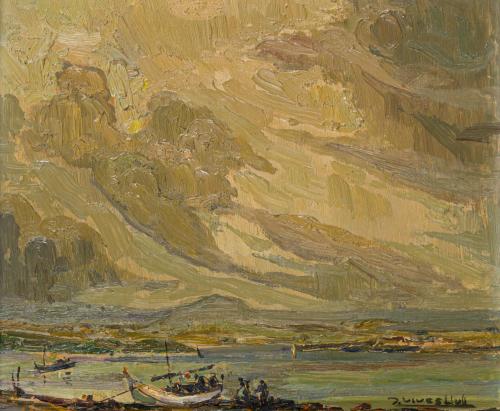 720   -  <p><span class="object_author">JOAN VIVES LLUL (Maó, 1901 - Menorca, 1982) - Barcos en la playa</span></p>