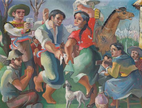 PEDRO DE OLMOS (Santiago de Chile, 1895-1987), Baile, Óleo 