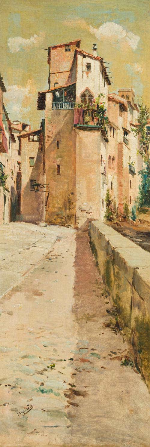 JOSÉ LUPIAÑEZ (Málaga, 1864-Madrid, 1938), Calle de pueblo