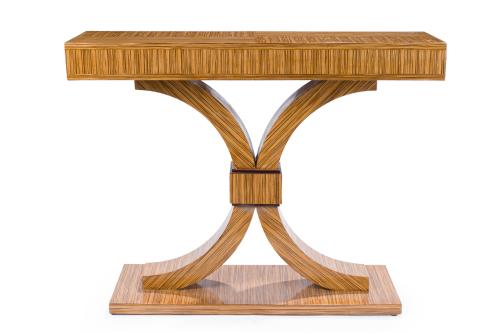 Consola estilo Art Decó. Realizada en madera chapada con 