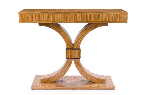 Consola estilo Art Decó. Realizada en madera chapada con 