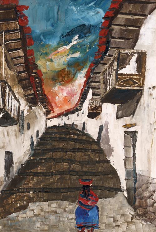 513   -  <p><span class="object_author">AMILCAR SALOMON (Perú 1925) - Vista de una calle </span></p>