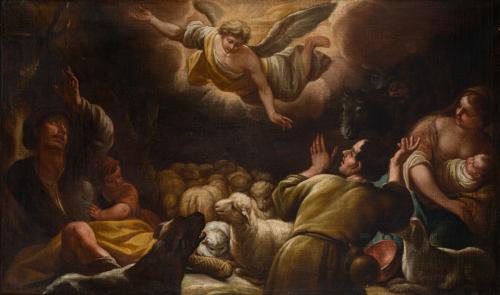 571   -  <p><span class="object_author">ISIDORO ARREDONDO (Colmenar de Oreja, 1655-Madrid, 1702). Último cuarto del siglo XVII. -  La anunciación a los pastores</span></p>