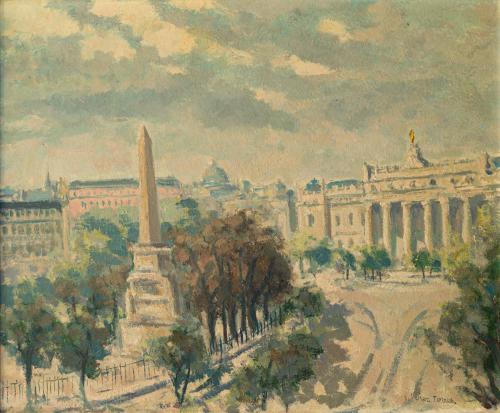 705   -  <p><span class="object_author">JULIO PÉREZ TORRES (Madrid, 1896 - 1987) - Vista de la plaza de la Lealtad de Madrid</span></p>