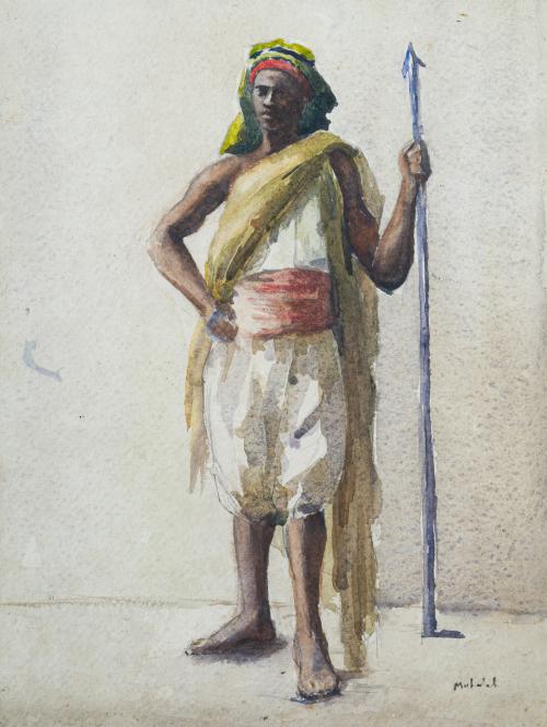 674   -  <p><span class="object_author">ESCUELA ESPAÑOLA. Siglo XIX - Hombre de una tribu africana</span></p>