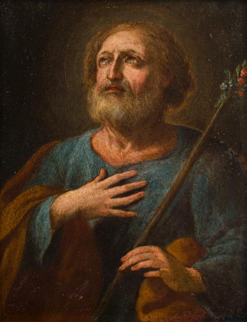 ESCUELA ESPAÑOLA. Siglo XVIII, San José, Óleo sobre cobre 