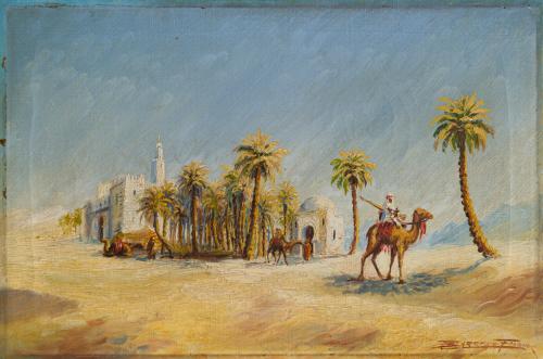 ESCUELA ORIENTALISTA DEL SIGLO XX, Paisajes árabes, Óleo so