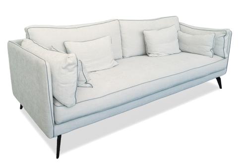 21   -  <p><span class="object_title">DALL"AGNESE.<br/>Sofá modelo "Milton", patas metálicas, lacado en negro y tapicería en beige claro.</span></p>