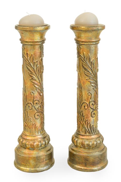 Pareja de hacheros en madera con pan de oro