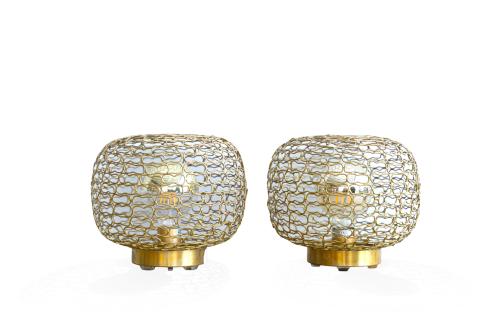 MARIE C.DORNER.Pareja de lámpara  con pantalla metálica e