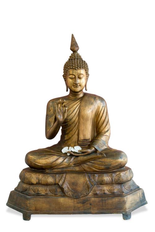 "Buda"Majestuosa escultura en bronce dorado, mediados s.