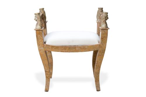 Banqueta de diseño oriental en maderaPatas curvas, brazos