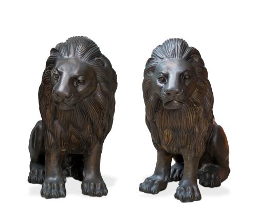 Pareja de leones en bronce.Edición limitada.