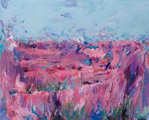 LIKA SHKHVATSABAIA (Georgia, 1972), Campo de lavanda, Óleo 