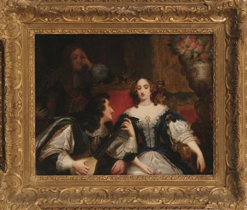345   -  <p><span class="object_author">ESCUELA FRANCESA DEL SIGLO XIX, HENRI CHARLES ANTOINE BARON (Francia, 1816, Ginebra, Suiza, 1885) - El cortejo </span></p>