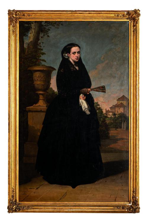 348   -  <p><span class="object_author">JOAQUÍN DOMÍNGUEZ BECQUER (Sevilla, 1817 - 1879) - Retrato de la duquesa de Montpensier </span></p>