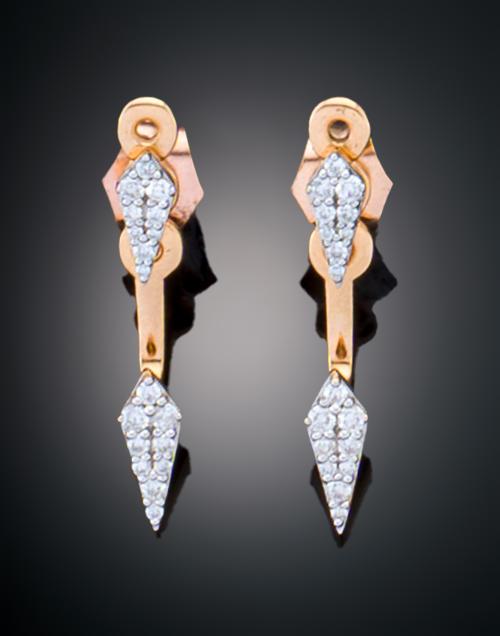 PENDIENTES FLECHA CON DIAMANTES EN ORO ROSA DE 18 K
