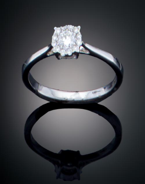 SORTIJA CON DIMANTES EN ORO BLANCO DE 18 K