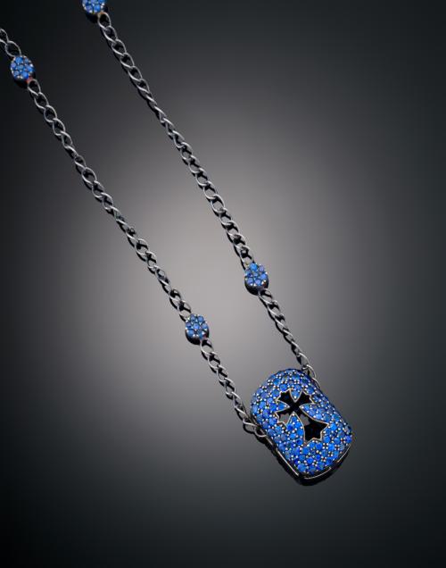 COLLAR  ESTILO CHOKER CON ZAFIROS EN PLATA