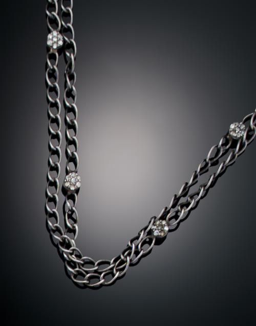 CADENA DE PEQUEÑAS FLORES CON DIMANTES EN PLATA