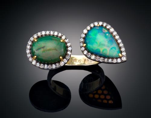 SORTIJA CON ÓPALOS EN PLATA