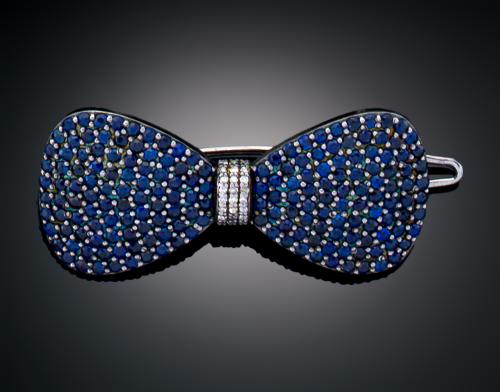 PASADOR DE PELO CON ZAFIROS Y DIAMANTES EN PLATA