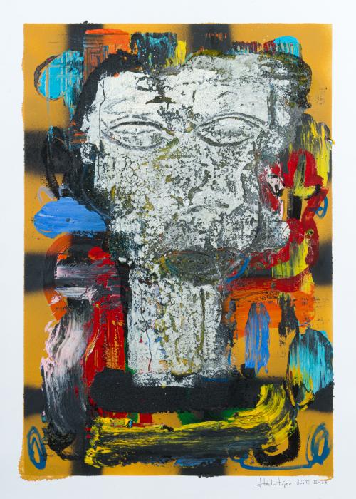 HÉCTOR LÓPEZ (Madrid, 1973), Busto II, Óleo, gafritti, esma