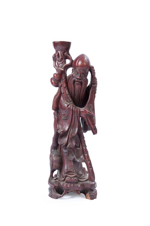 ESCUELA CHINA S.XX"Dios de la longevidad"Escultura en m