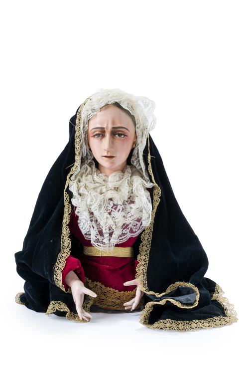 ESCUELA ESPAÑOLA Siglo XIX, "Dolorosa"Escultura de candel