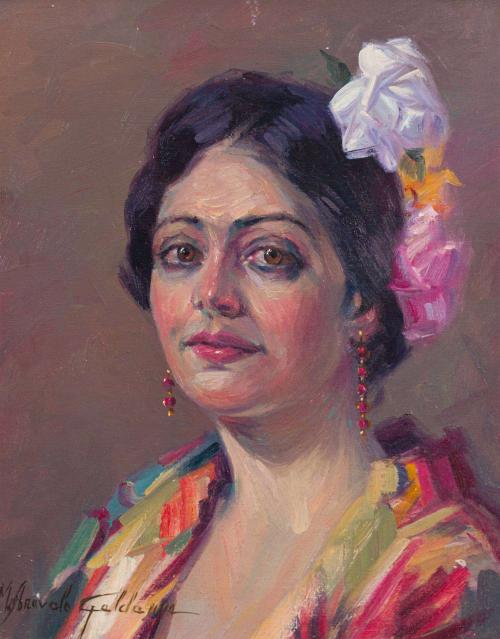 334   -  <p><span class="object_author">MANUEL ARÉVALO GALDAME (Santiago de Chile, 1930 - 2012) - Retrato de gitana</span></p>
