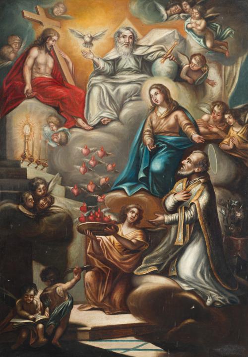 625   -  <p><span class="object_author">ESCUELA LATIONAMERICANA DEL SIGLO XX - Visión mística ante la Trinidad y la Virgen</span></p>