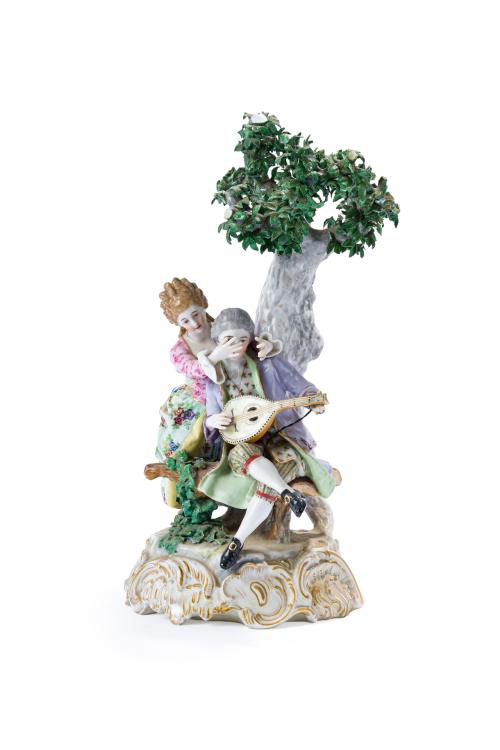 ESCUELA EUROPEA PPIOS S. XX."Escena galante"Grupo en po