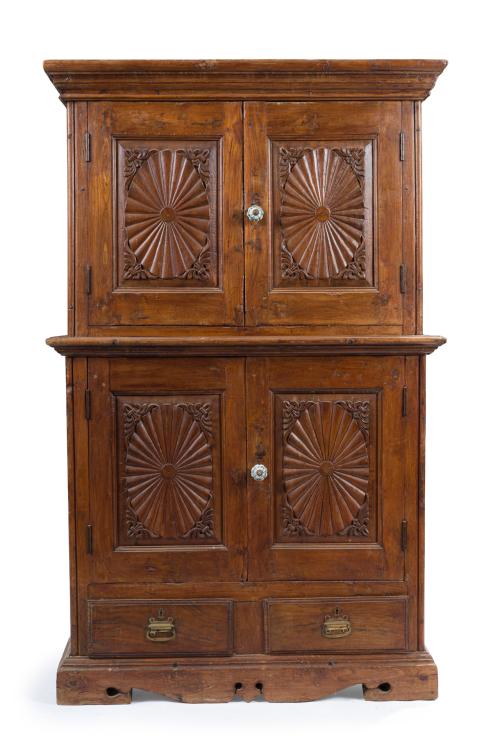 Mueble alacena provenzal de dos cuerpos en madera de pino b