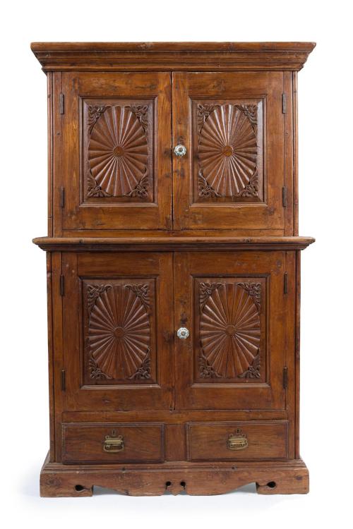Mueble alacena provenzal de dos cuerpos en madera de pino b