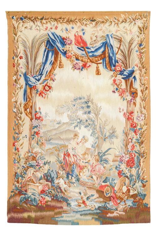 "Entre fenêtre"Tapiz francés en lana de estilo aubusson c