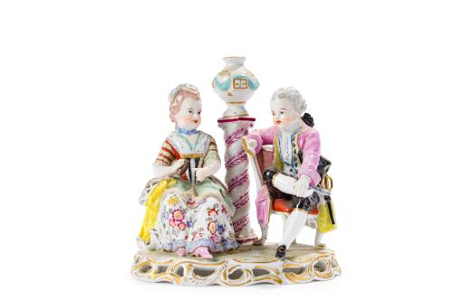 ESCUELA ALEMANA, PPIOS, S. XX."La lectura"Grupo en porc